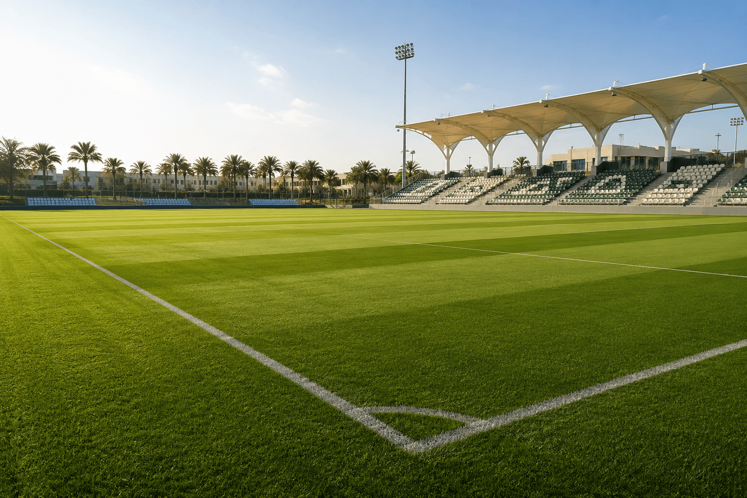 Sports field landscape with athletic turf and recreational green space
