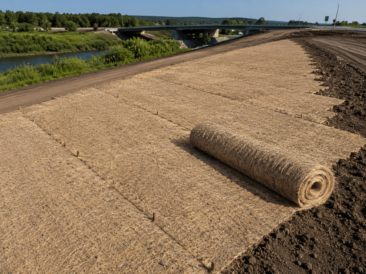 Illustration showing the second step of how AGRIWEAVE products work in landscaping