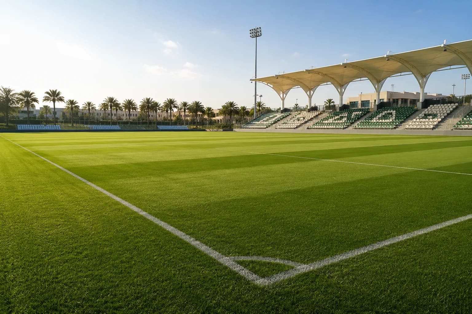 Sports field landscape with athletic turf and recreational green space